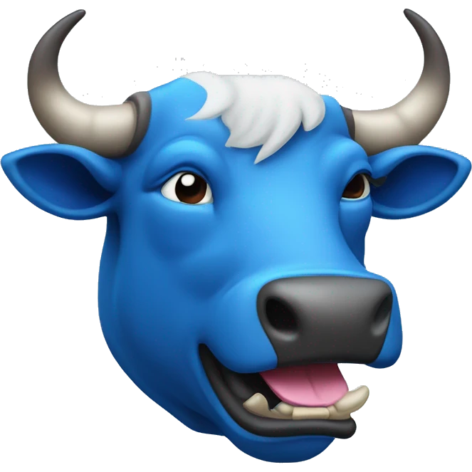 Blue bull head with sticking out tongue emoji