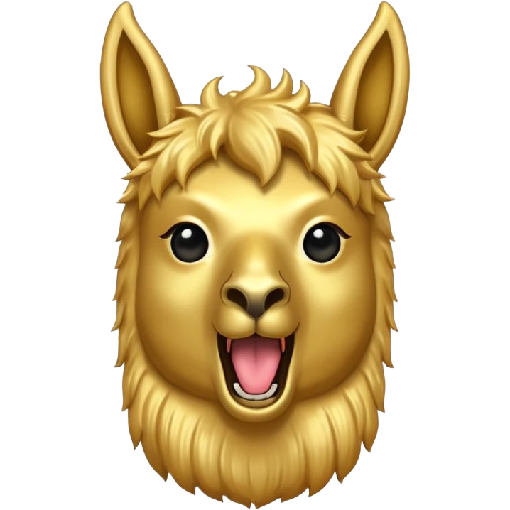 golden llama head screaming "RAID" with the words in a chat bubble emoji