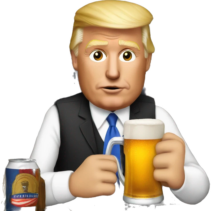 President Trump drinking a beer  emoji