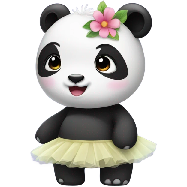 Cute female Panda wearing a tutu and a flower above 1 ear  emoji