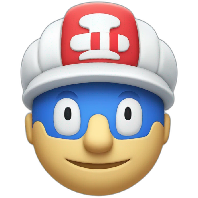 smiling blue and white dr mario mascot emoji