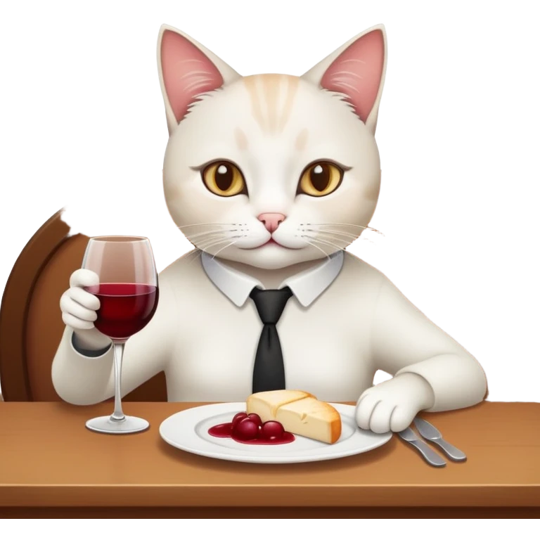 The cat is drinking wine in the restaurant. emoji