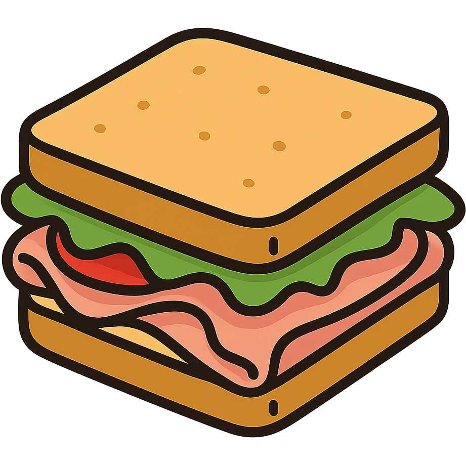 flat toon style ham sandwich emoji