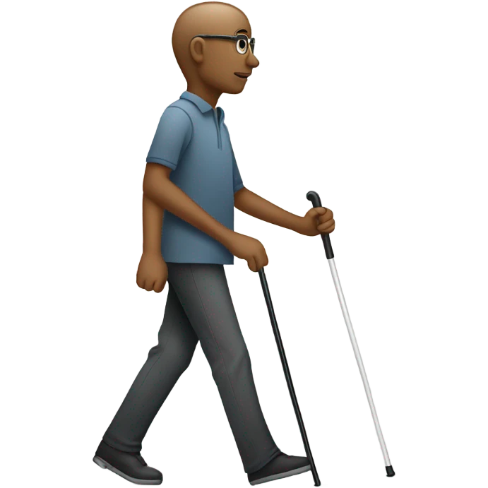 blind person walking with cane emoji