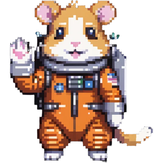 space hamster in a spacesuit waving his hand emoji