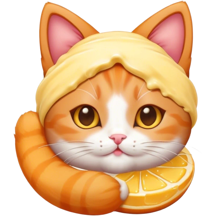 Kawaii kitten with butter on its head emoji