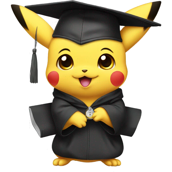 baby pikachu wearing graduation cap emoji