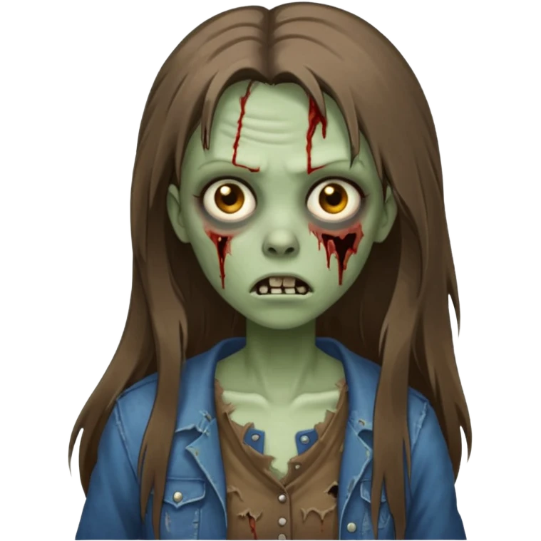 a zombie woman with straight brown long hair emoji