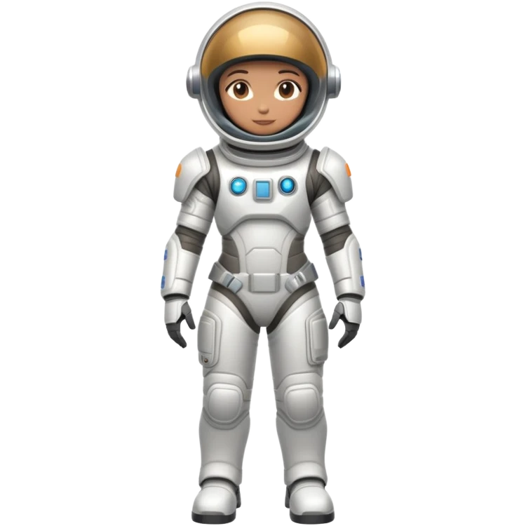 Futuristic astronaut in a high-tech spacesuit, sleek helmet with reflective visor, detailed sci-fi armor, standing pose, science fiction aesthetic emoji