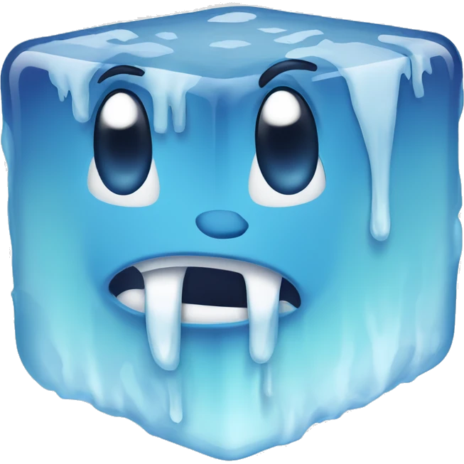 cartoon ice cube with limbs melting emoji
