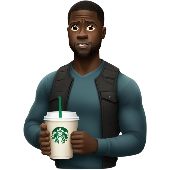 kevin hart sad with starbucks emoji