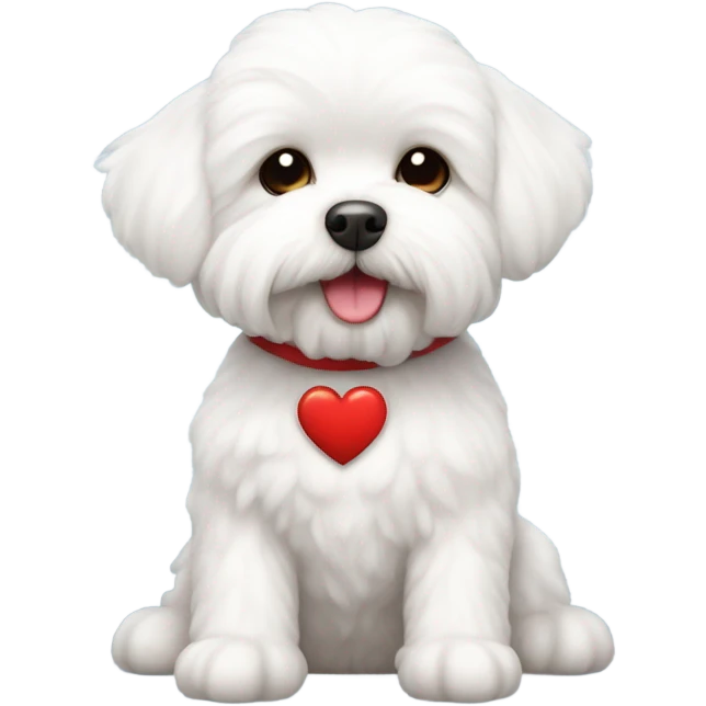 Maltese Bichon with a red heart emoji