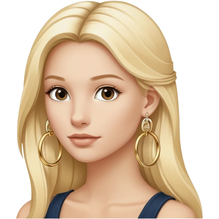 blonde girl long hair wearing david yurman small hoop earrings emoji