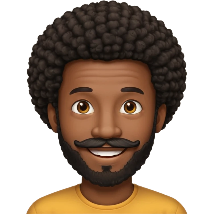 black afro guy with beard and mustache emoji emoji
