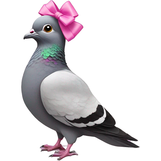 pigeon with a pink bow on head facing to the left side  emoji