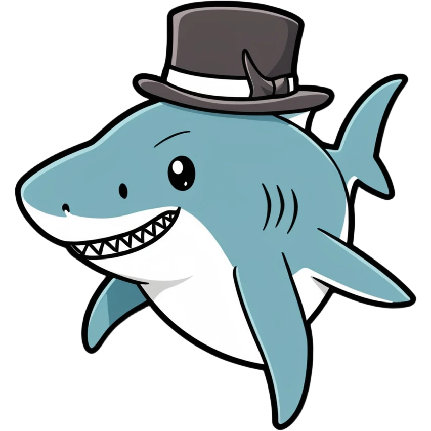 Shark with a top hat emoji