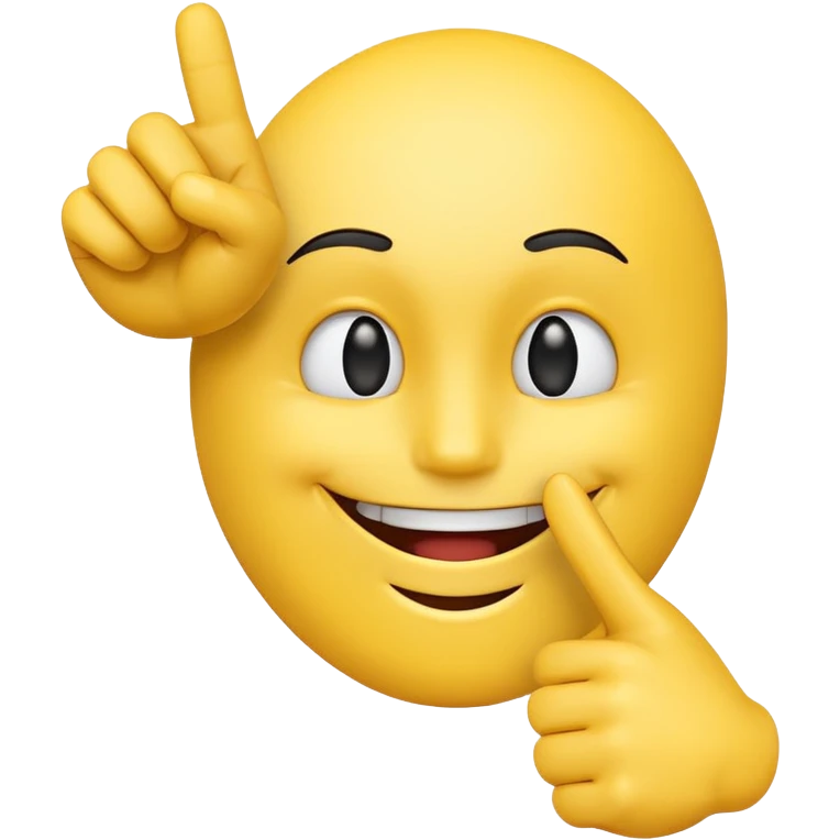 Smile face with hand pointing with two split fingers (pointer and middle) emoji