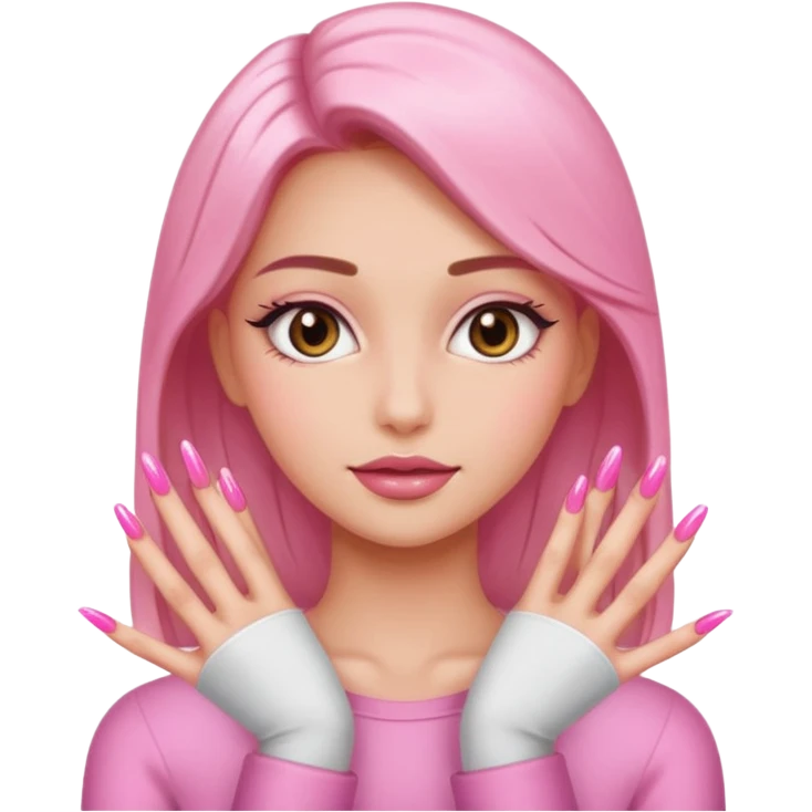 Girl with nails done emoji