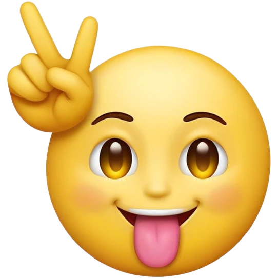sticking tongue out with peace sign yellow emoji face emoji