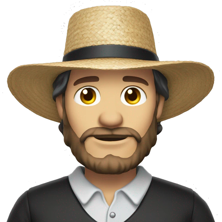 white skin amish man straw hat no mustache emoji