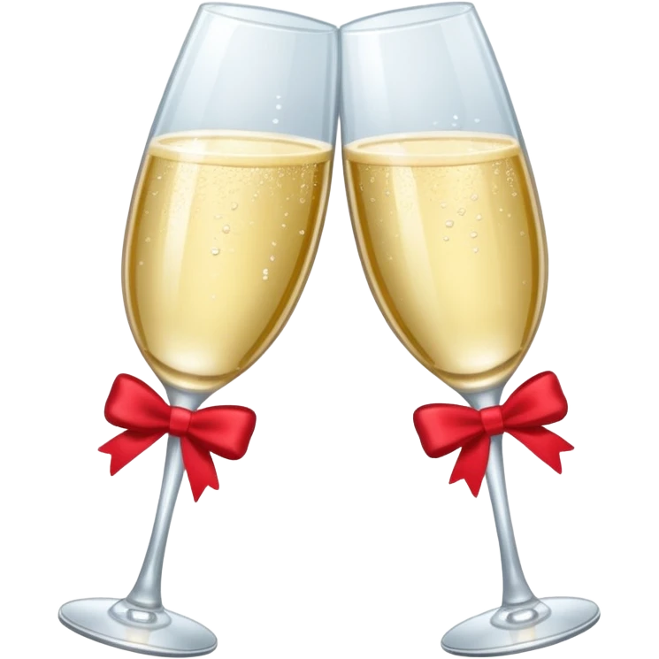 2 champagne flutes clinking with bows on both glasses emoji