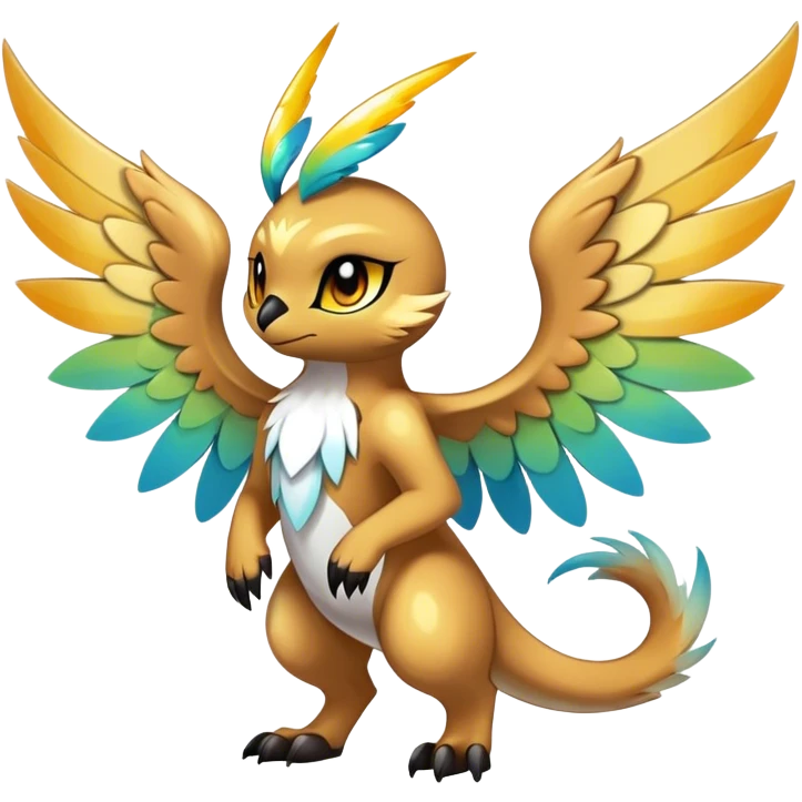 Anthro Sona Cool Edgy Cute Colorful Shy Winged Shiny Fakemon-Fantasy-Creature Full Body emoji