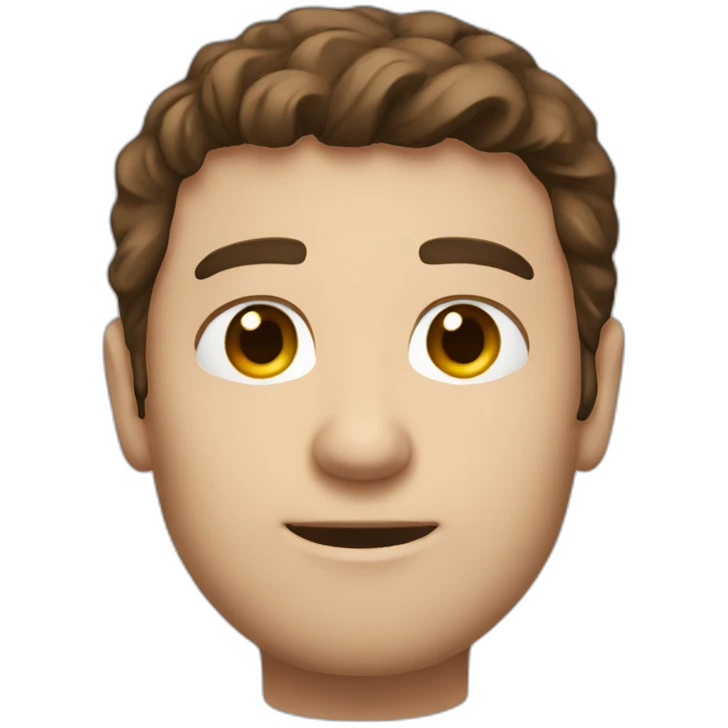 Brown hair and eye white tshirt man emoji
