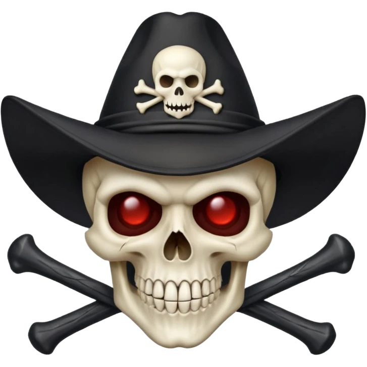 A skull and crossbones wearing a triangular vampire hunter hat. emoji