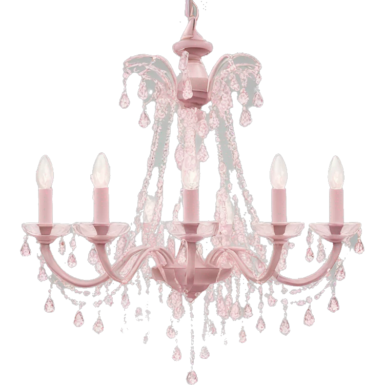Light pink chandelier with clear crystals hanging  emoji