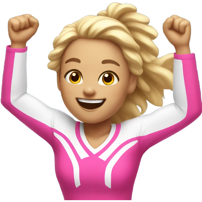White cheerleader jumping with pink uniform emoji
