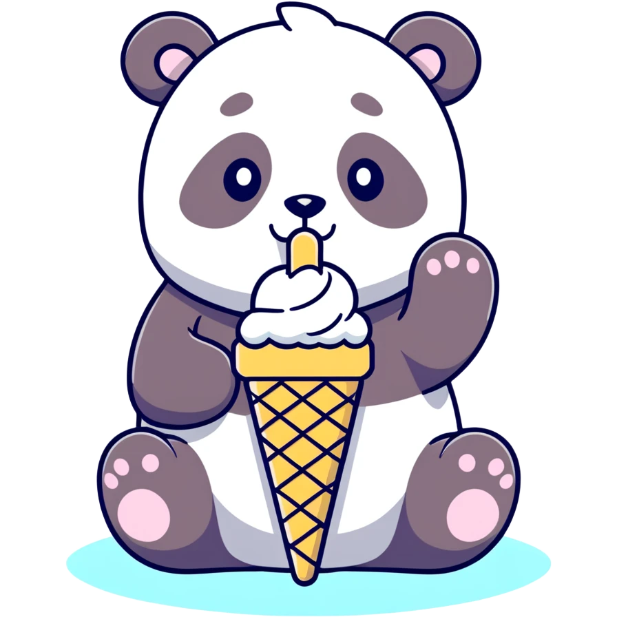 Panda eating ice cream emoji