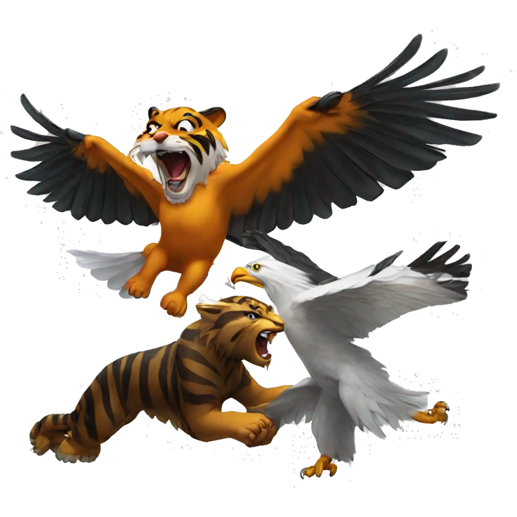 Tiger and eagle fighting each other emoji