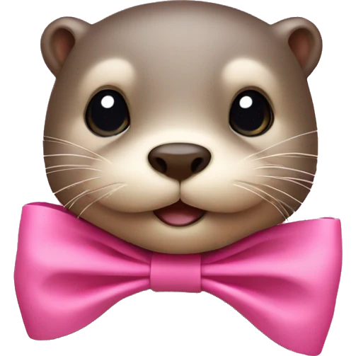 Otter wearing a pink bow on its head emoji