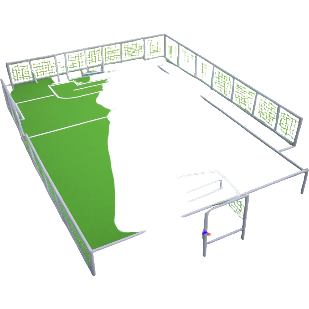 simple green grass playground in school with rudimentary futsal cages emoji