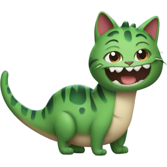 Cat with a dinosaur tail with eggplant emoji