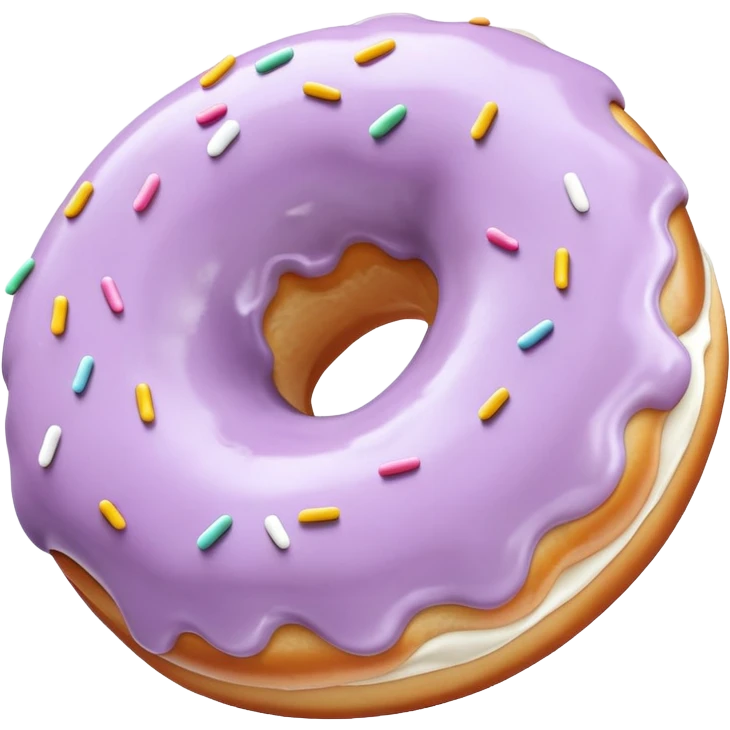 The donut is pale purple with white icing emoji