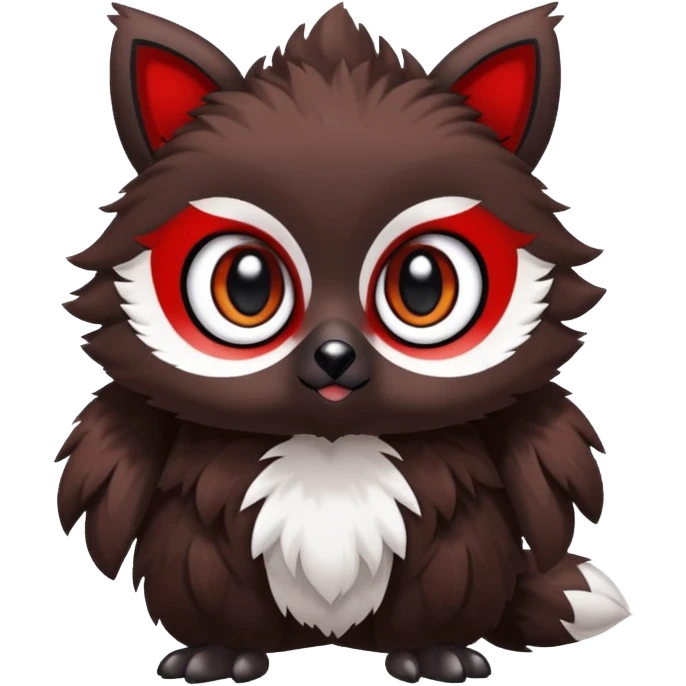 Cute cool white red dark-brown black animal hybrid Fakemon full body emoji