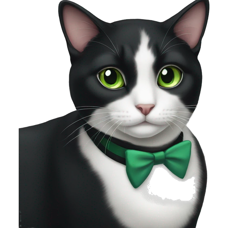 Black and white tuxedo cat with green eyes emoji