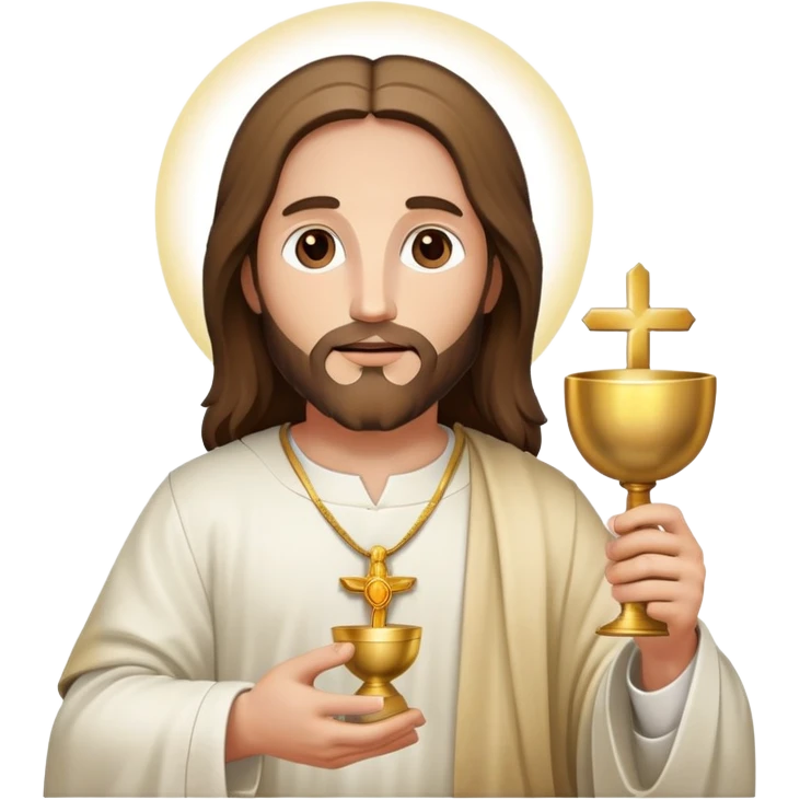 Jesus holding the Eucharist and chalice, celebrating mass emoji