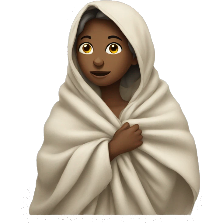 Girl wrapped in blanket emoji