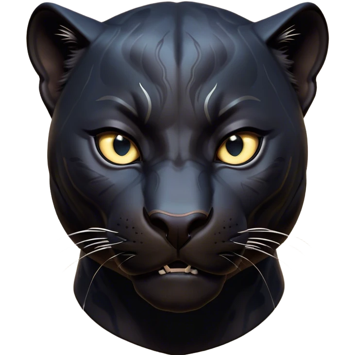 Cinematic Comical black Panther Portrait Emoji, Head tilted dramatically with an exaggeratedly shocked expression, featuring a sleek, muscular body with wide, comically expressive eyes full of humorous disbelief, Simplified yet hilariously expressive features, highly detailed, glowing with a slightly sassy dark glow, high shine, dramatic yet playful, stylized with an air of quirky feline attitude, soft glowing outline, capturing the essence of a meme-worthy black Panther that looks ready to side-eye its way into viral fame! emoji