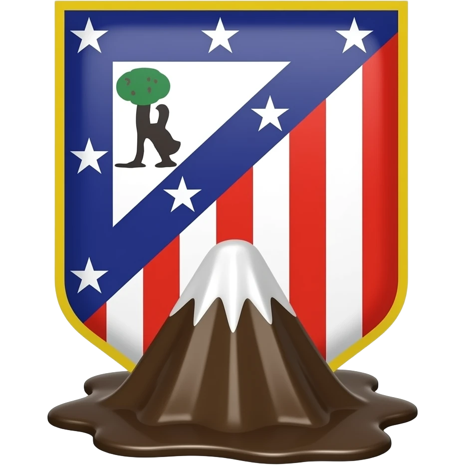 La bandera del Atletico de Madrid con una montaña de mierda emoji
