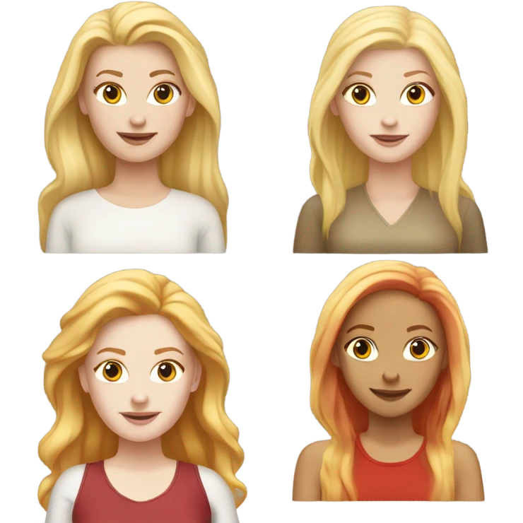 White girl blonde hair and white girl red hair  emoji