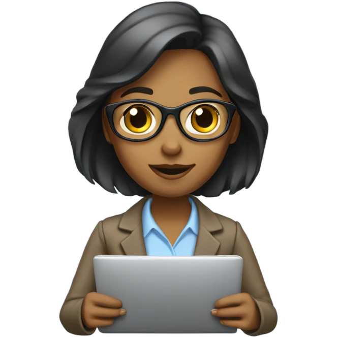 Corporate girl taking her laptop for a walk emoji