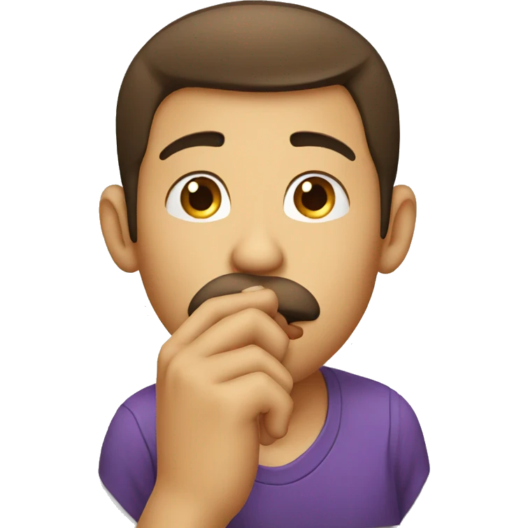 A male shushing through his finger on mouth emoji