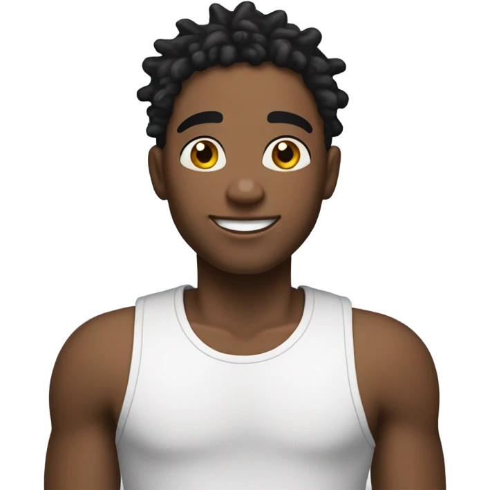 A young African-American male with short, thick dreadlocks and a friendly, confident smile. He has a slim but toned build and radiates a vibrant, approachable energy. emoji