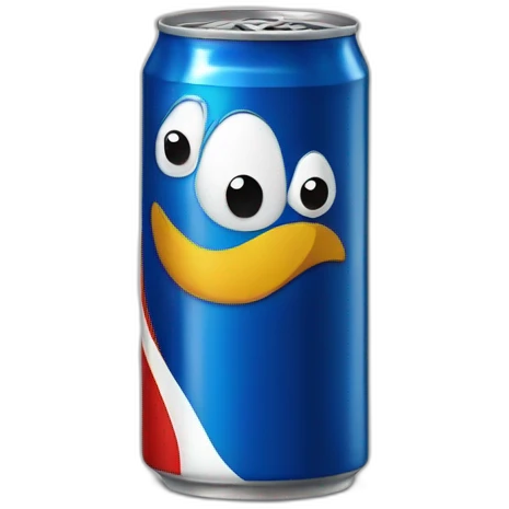 pensive face drinking from a pepsi can emoji