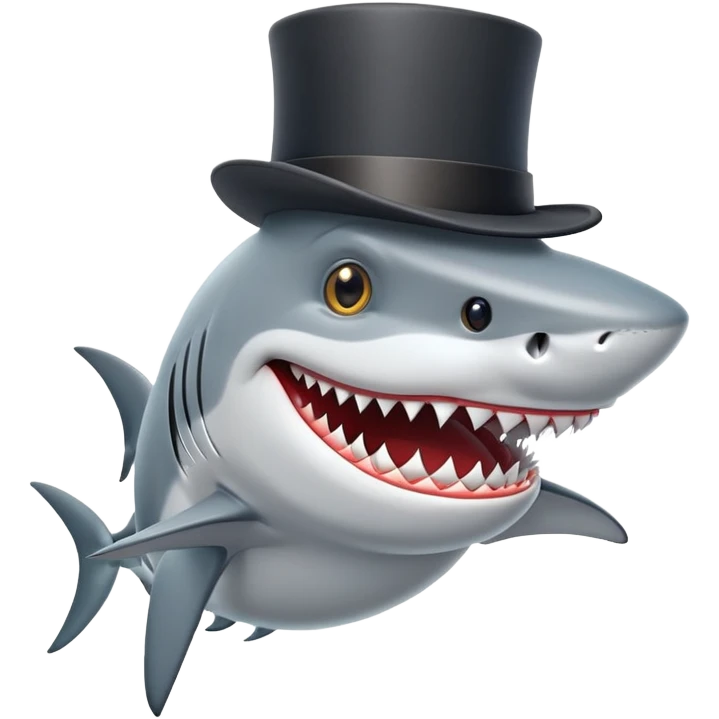 Shark with a top hat emoji