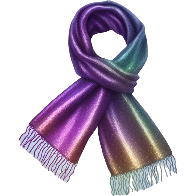 Realistic iridescent sparkle glitter winter scarf isolated. emoji