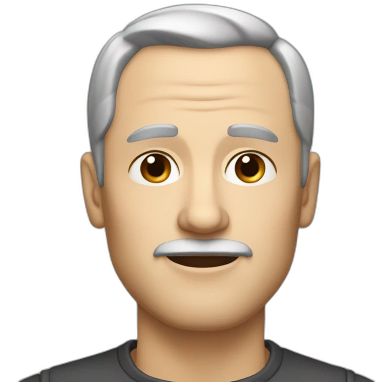 53 year old white man without a mustache and with short gray and black hair  emoji